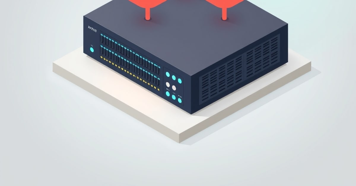 Two parallel fiber uplinks converging on a network rack, suggesting dual-WAN routing